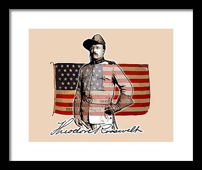 Teddy Roosevelt Digital Art Framed Prints