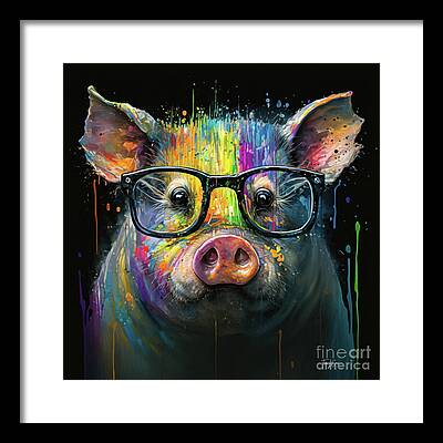 Black Pig Framed Prints