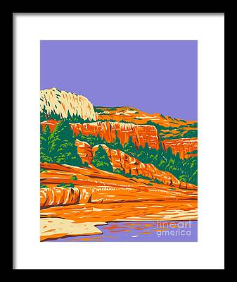 Slide Rock State Park Digital Art Framed Prints