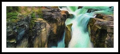 Canoe Waterfall Framed Prints