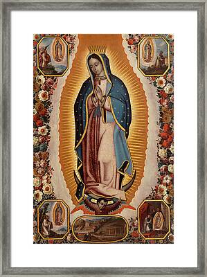 Virgen de Guadalupe print glassed art framed Signed Cardenal Basilic 36"x24"Huge 