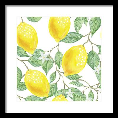 Leaves Yellow Sparkle Framed Prints
