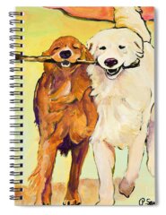 Dog With Stick Spiral Notebooks