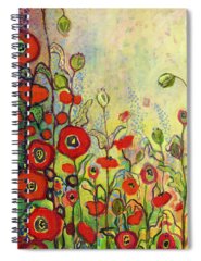 Red Hollyhocks Spiral Notebooks