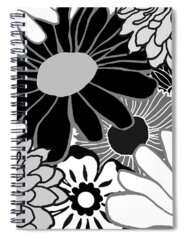 Monochrome Flower Spiral Notebooks