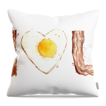 Eggs And Bacon Throw Pillows