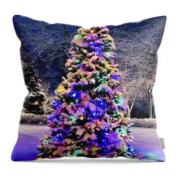 Snow Covered Trees Throw Pillows