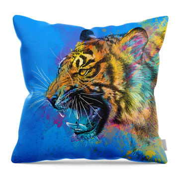 Tiger Illustration Throw Pillows