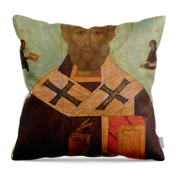 St Nicholas Icon Paintings Throw Pillows