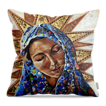 Blessed Mary Throw Pillows