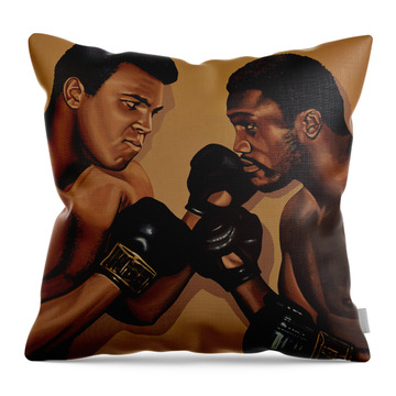 Mohammed Ali Versus Joe Frazier Throw Pillows