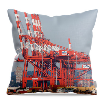 Pnct Facility In Port Newark-elizabeth Marine Terminal I Throw Pillow