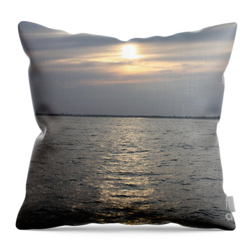 Summer Sunset Over Freeport Throw Pillows