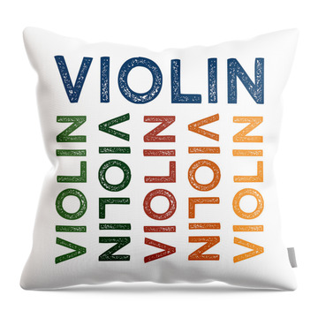 Violin Digital Art Throw Pillows