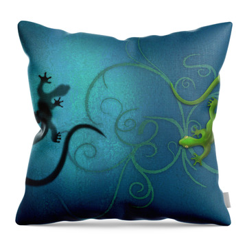 Green Gecko Throw Pillows