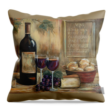 Still-life Glass Of Wine Throw Pillows