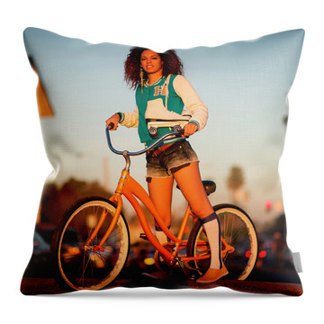 Street With Tree On Side Throw Pillows