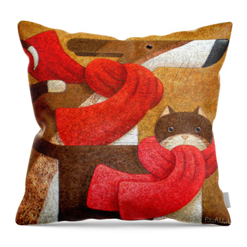 Wrapped Up In Scarfs Throw Pillow