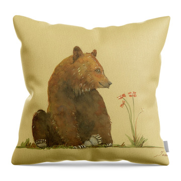 Alaskan Grizzly Bear Throw Pillows