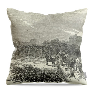 Elk With Hunter And Horse Throw Pillows
