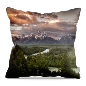 Tree And River Throw Pillows