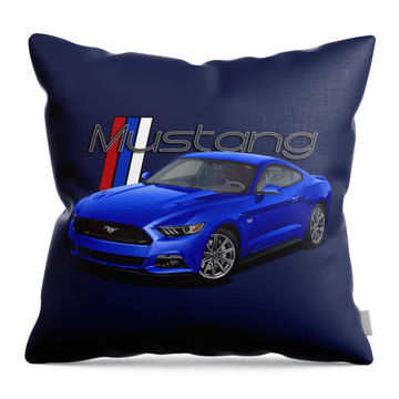 Blue Ford Mustang Throw Pillows