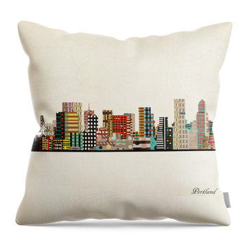 Portland Cityscape Throw Pillows
