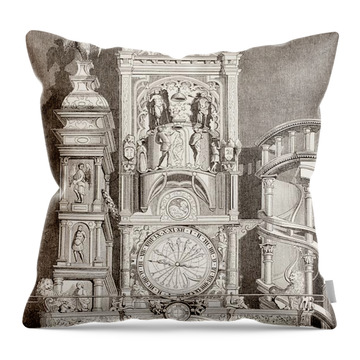 Astronomical Clock Drawings Throw Pillows