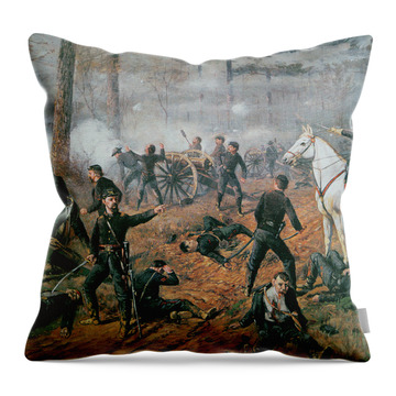 Captain Hickenlooper's Battery In The Hornet's Nest At The Battle Of Throw Pillows