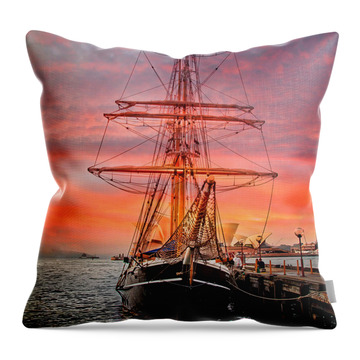 Tall Ships Digital Art Throw Pillows
