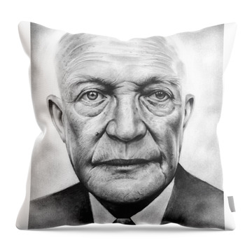 General Dwight D Eisenhower Drawings Throw Pillows