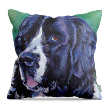 Newfie Paintings Throw Pillows
