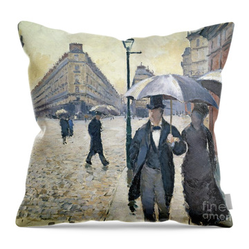 Rainy Street Throw Pillows
