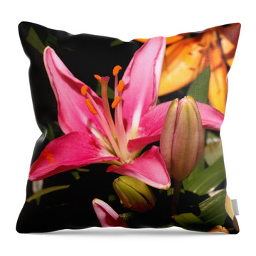Pink Lily Throw Pillows