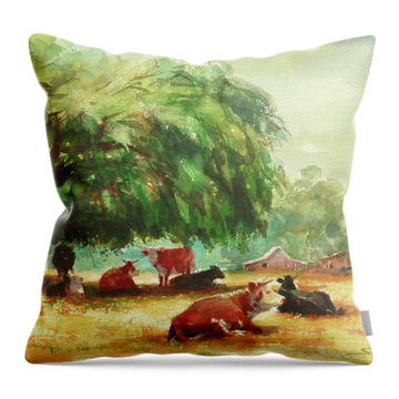 Domestic Cattle Throw Pillows