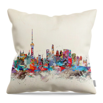 Shanghai Skyline Throw Pillows