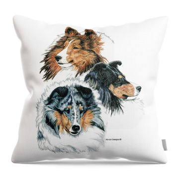Shetland Sheepdog Drawings Throw Pillows