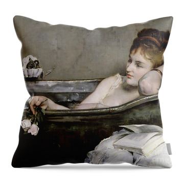 Woman In Water Throw Pillows