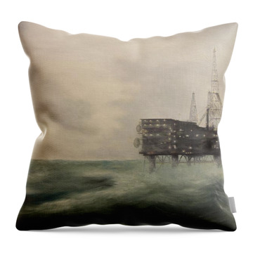 Sea Platform Paintings Throw Pillows