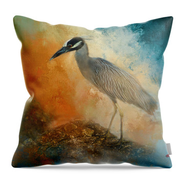 Yellow-crowned Night Heron Throw Pillows