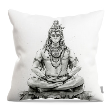Lord Shiva Paintings Throw Pillows