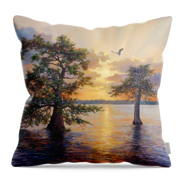 Blue Cypress Lake Throw Pillows