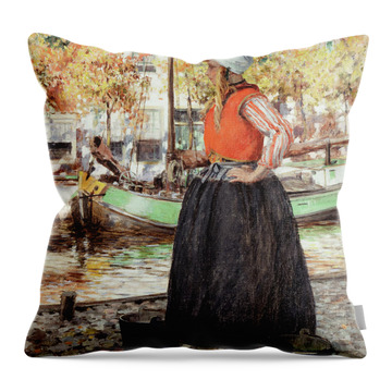 Weathered Red Oil Bucket Throw Pillows