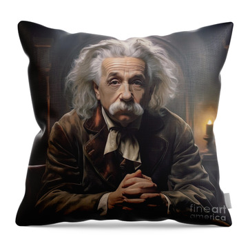 Einstein Portrait Throw Pillows