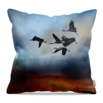 Common Crane Throw Pillows