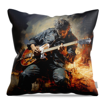 Man Playing Guitar Throw Pillows