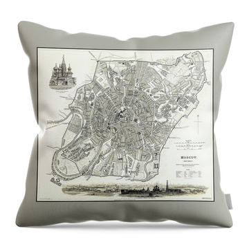Moscow Russia Vintage Map 1836 Throw Pillow