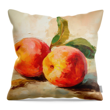 Bowl Of Peaches Throw Pillows