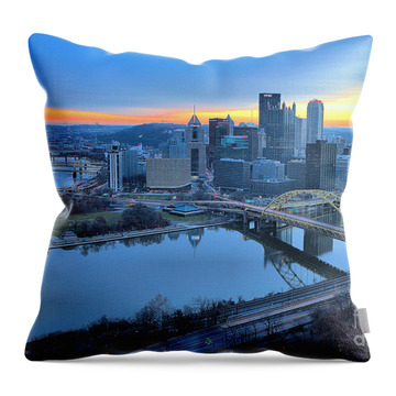 Christmas In Pittsburgh Throw Pillows
