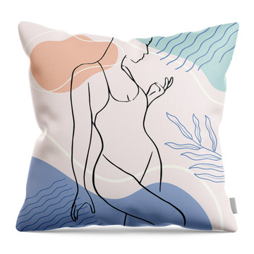 Woman's Figure Drawings Throw Pillows